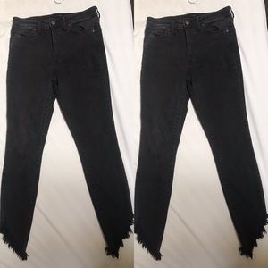 Joes high waisted black jeans with frayed bottoms